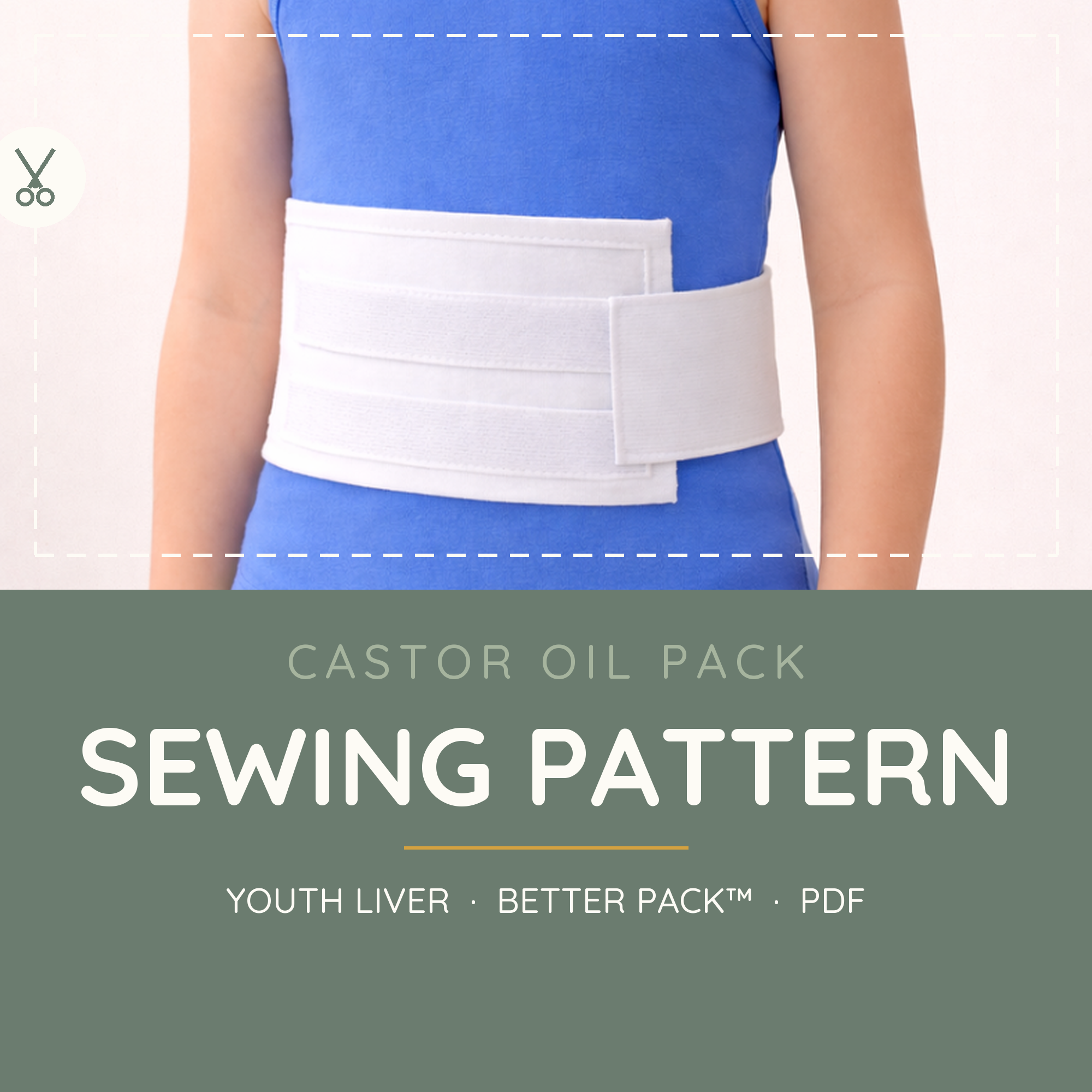 Youth wearing castor oil pack